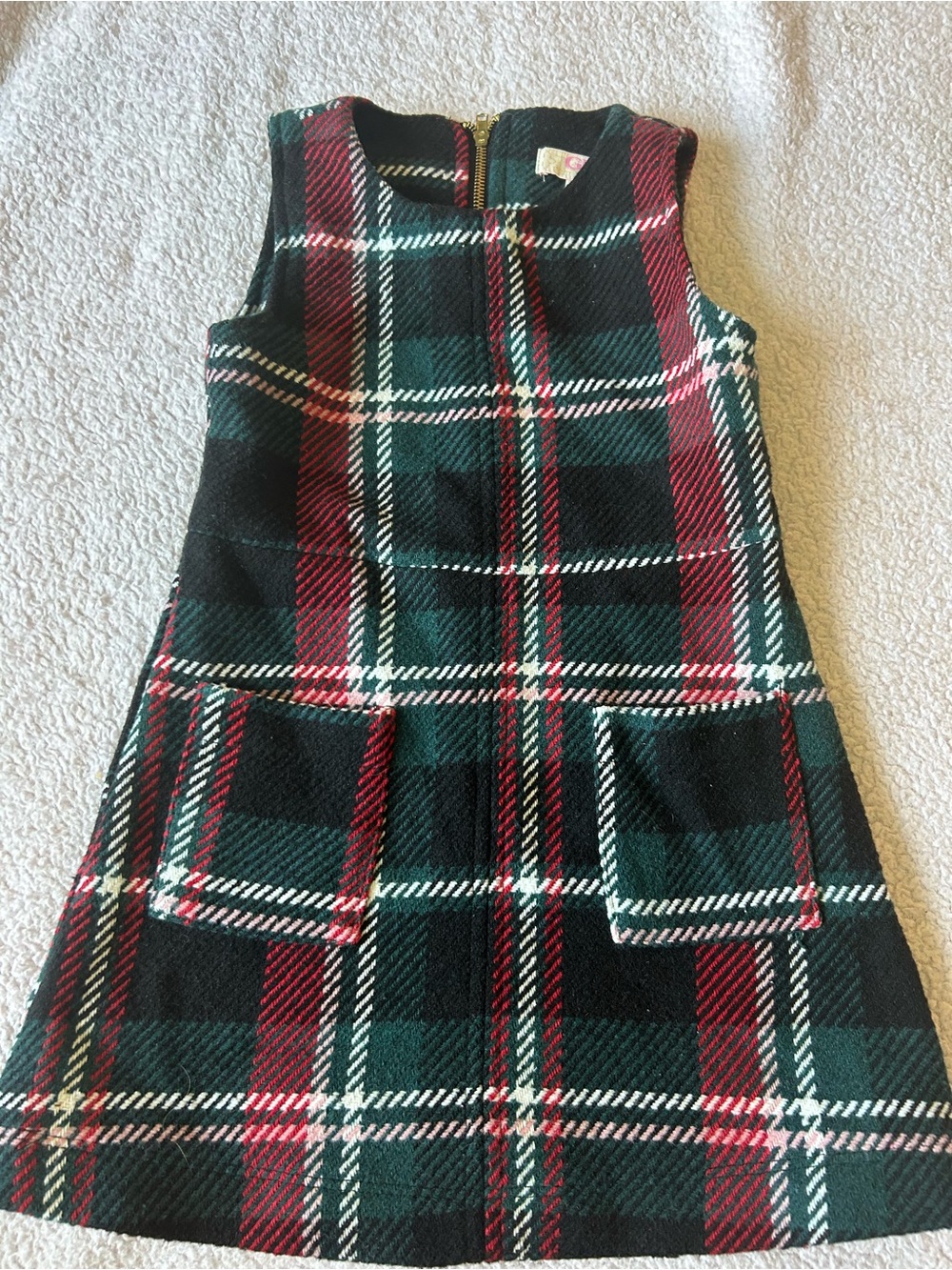 Girls Plaid Sleeveless Dress - Green & Red